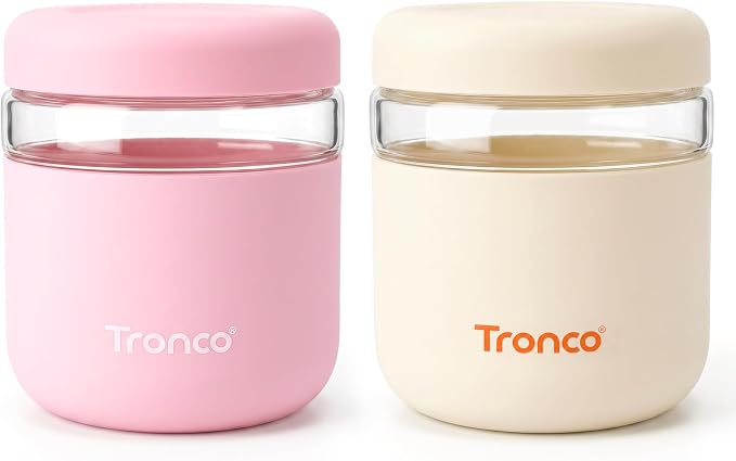 Tronco 32 oz Glass Food Storage & Lunch Bowl Containers with Airtight Lids | Leak & Spill Proof Meal Prep Container & Food Storage Jar for Lunch, Salad, Oats, Soup, BPA-Free, Microwave & Dishwasher Safe