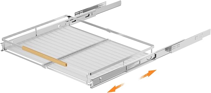 SANNO Pull Out Cabinet Organizer, Sliding Shelf, Pots and Pans Organizer, Expandable Shelf Drawer, Width 12.118.4"