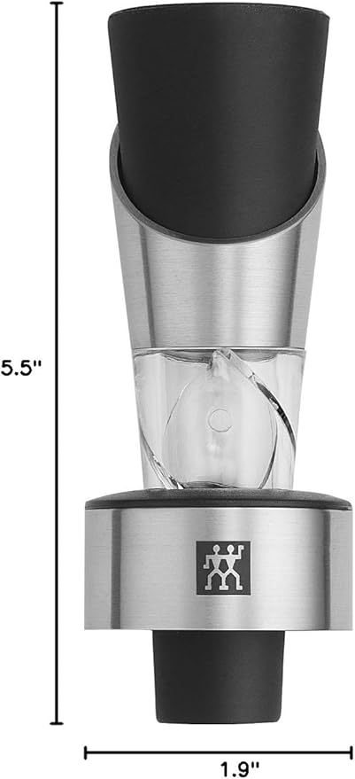 ZWILLING Sommelier All-in-One Wine Aerator, Decanter Pourer & Stopper, 18/10 Stainless Steel