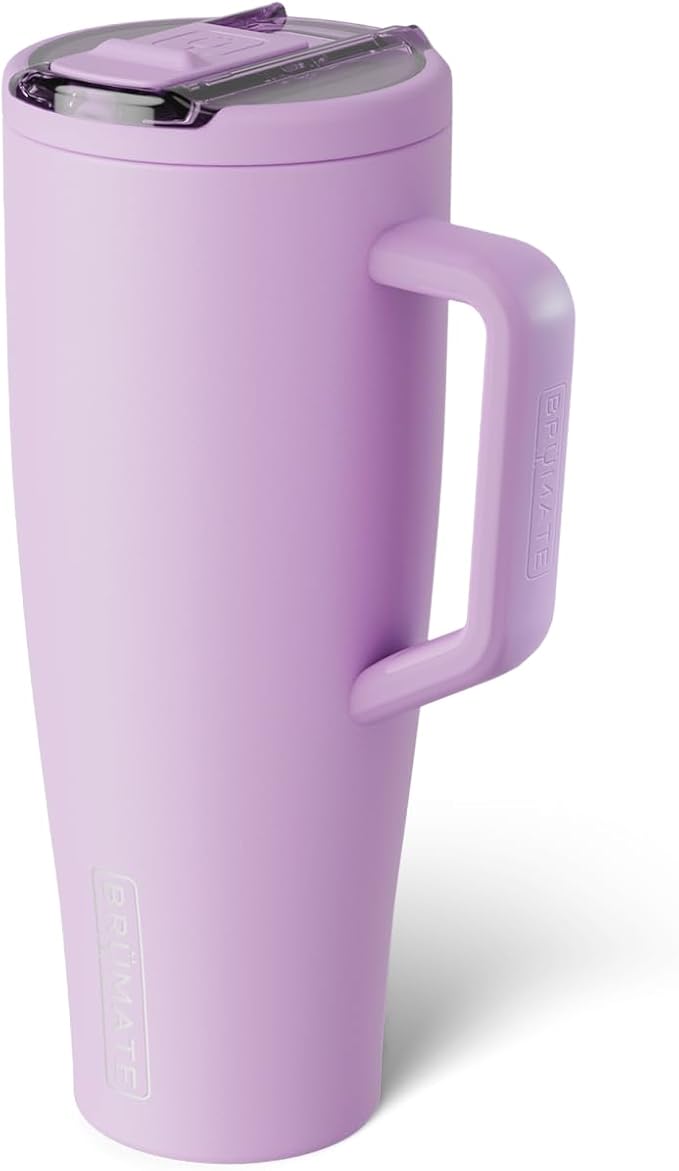 BrüMate Era Flip 40oz Tumbler with 100% Leakproof Covered Straw Lid | Hygienic Covered Straw | Insulated Stainless Steel Water Bottle with Handle | Cup Holder Friendly | BPA-Free (Lavender)