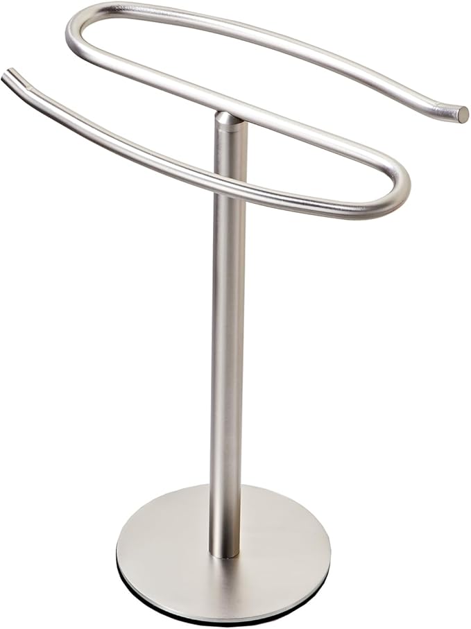 Brushed Nickel Hand Towel Holder Stand,13 Inch Free-Standing Towel Rack, SUS304 Stainless Steel Towel Bar Rack Stand, Tower Bar for Bathroom Kitchen Vanity Countertop…