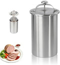Stainless Steel Ham Maker Meat Press with Thermometer,Homemade Lunch Meat Maker Mold with Spring-Loaded Platen for Cold Cuts, Meatloaf, and Sandwich Making