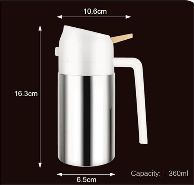 Olive Oil Dispenser Bottle - Soy Sauce Cooking Oil Sprayer Home Use 2-in-1 Olive Dispenser For Air Fryer Salad Syrup Bottle(Grey,360ml)