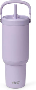 Ello Oasis Go+ 32oz Tumbler with Top Handle and Retracting Straw | Reusable Insulated Stainless Steel Cup, 100% Leakproof Water Bottle, 24 Hours Cold, Cup Holder Friendly For Travel | Orchid