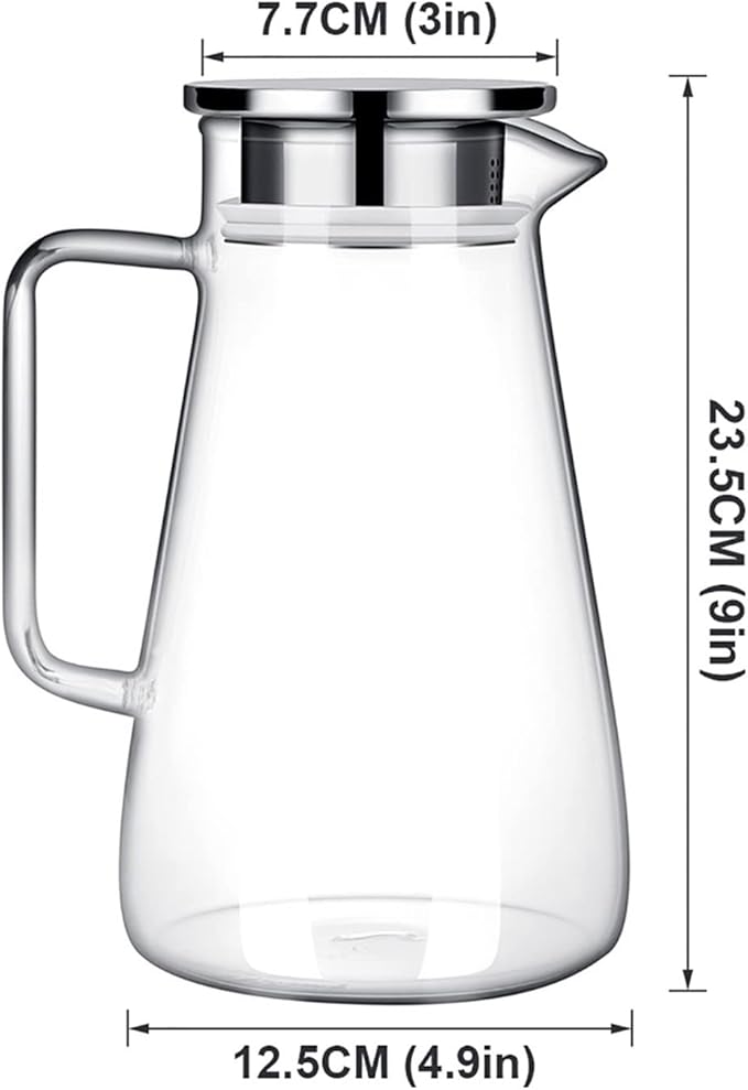 Pitcher 1.8L Glass Water Bottles Set in Transparent Pitcher Heat Resistant Lemonade Pitcher Explosion Proof Filter Carafe Teapot Water Jug