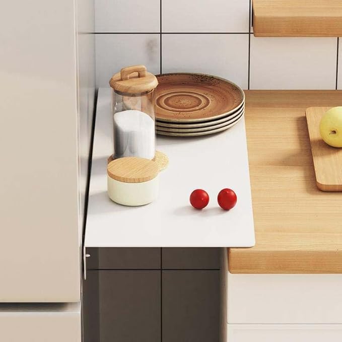 Metal Kitchen Refrigerator Gap Partition Countertop Gap Extension Board, Refrigerator Side Partition, Gap Covers Between Countertop And Walls, No Drill (White, 19.68 * 3.93inch)