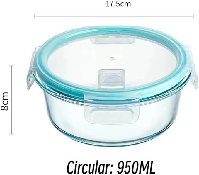 Glass Bento Lunch Box with Lid, Microwave and Dishwasher Safe Meal Prep Container for Office Food Storage(950ml)