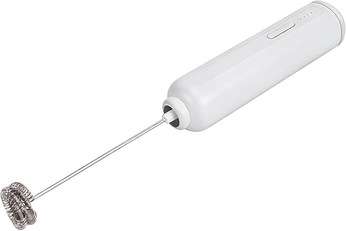 Zerone Milk Frother Handheld Rechargeable Electric Whisk, 10000 RPM, 3 Speeds for Lattes, Cappuccinos, and Hot Chocolate, Perfect for Home or Office Use (White)
