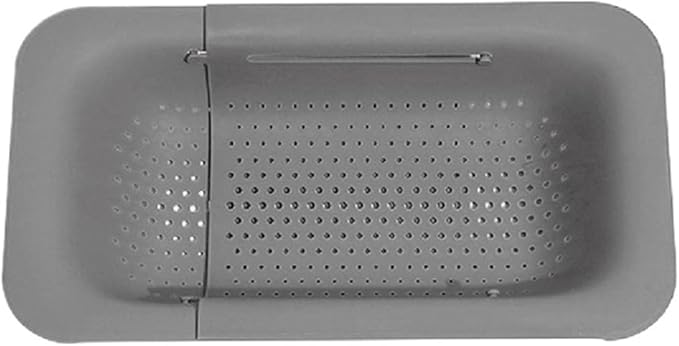 2 Tier Plastic Dish Drying Rack Extendable, Dish Drainer Over the Sink, Bowls, Plates Storage Dish Rack Adjustable Cutlery Holder(Grey)