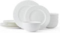 Mikasa Claire Floral Bone China Lightweight Chip Resistant 12 Piece Dinnerware Set, Service for 4, White
