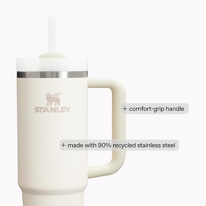 STANLEY Quencher H2.0 Tumbler with Handle and Straw 40 oz | Flowstate 3-Position Lid | Cup Holder Compatible for Travel | Insulated Stainless Steel Cup | BPA-Free | Champagne
