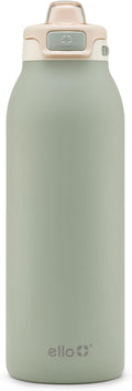 Ello Pop & Fill 40oz Stainless Steel Water Bottle with Quick Fill Technology, Double Walled and Vacuum Insulated Metal, Leak Proof Locking Lid, Sip and Chug, Reusable, BPA Free, Pistachio
