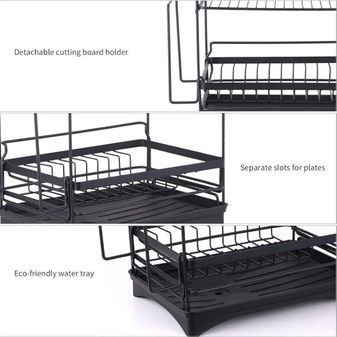 2 Tier Over Sink Dish Drying Rack Stainless Steel Kitchen Dish Drainer Organizer