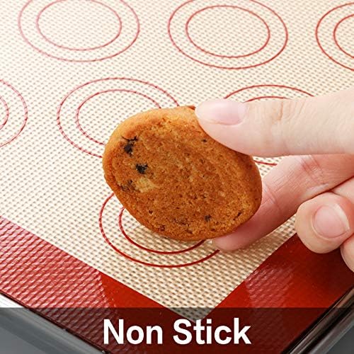 MCIRCO 6 Piece Stainless Steel Baking Sheet with Rack with Silicone Baking Mat Set (2 Pans + 2 Racks + 2 Mats), 17.3 x 13 x 1 Inch Cookie Sheet with Cooling Rack, Easy Clean