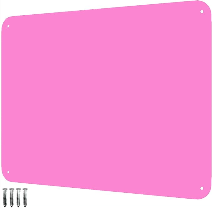 9 inches x 6.5 inches Stainless Steel Plate for Magnets, 3M Adhesive Back, Mounting Screws, Ideal for Magnetic Shelf, Spice Holders, Colorful Magnets as a Gift. Mount Anywhere! (Pink, 1 Pack)