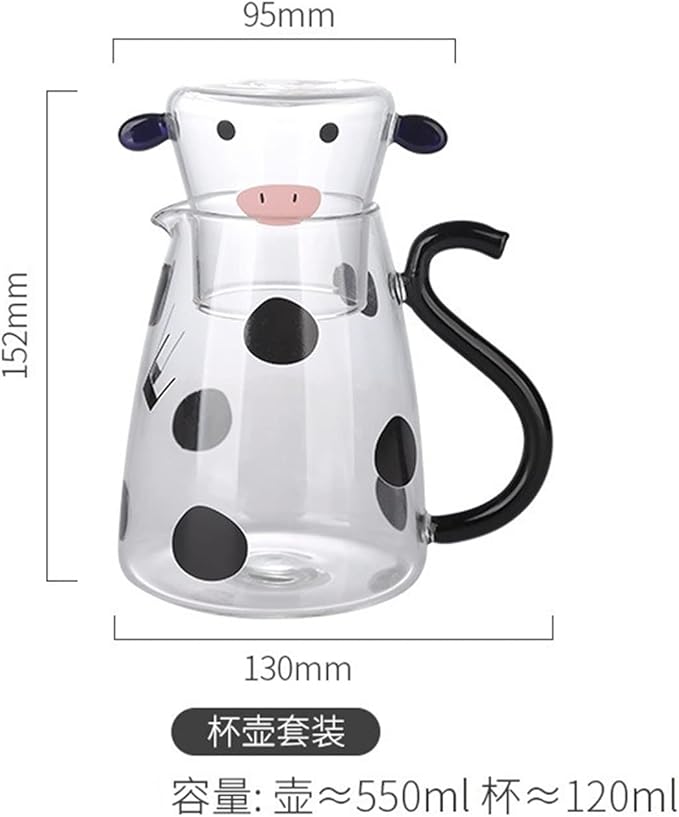 GRFIT Cute Pitcher Glass Mug Set High Temperature Tea Jug Jug Jug Home Decor Coffee Coffee Water Jug