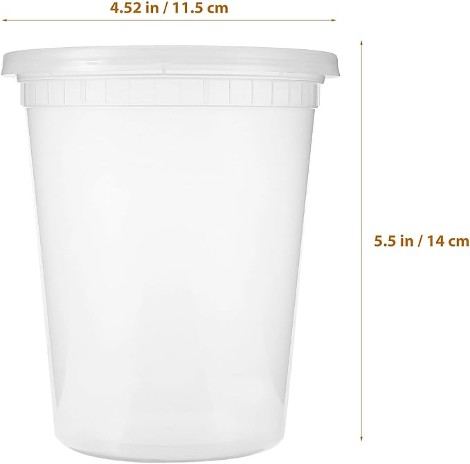 Homoyoyo 30pcs 32oz Plastic Food Containers with Lids, Thickened Disposable Soup Cups for Takeout, Meal Prep, and Food Storage, Airtight and Leak-resistant Bowls for Home and Restaurant Use