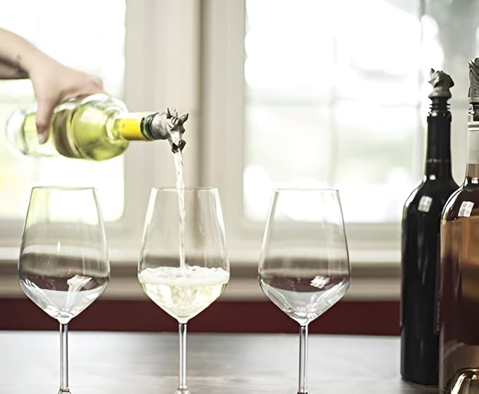 TXOKO Premium Stainless Steel Wine Pourer, Aerator and Decanter - Pour Spout for Red, White and Rose Wine, Liquor and Olive Oil! Gift Box Packaging includes extra stopper.