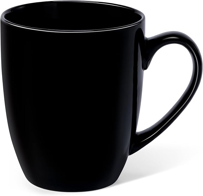 Urbanstrive 16 oz Large Coffee Mugs Set of 4 Ceramic Coffee Mug White Coffee Cups Tea Cups Idea Gift for Women Men House Warming Gifts New Home Office, Black 4 Pack