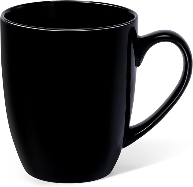 Urbanstrive 16 oz Large Coffee Mugs Set of 6 Ceramic Coffee Mug White Coffee Cups Tea Cups Idea Gift for Women Men House Warming Gifts New Home Office, Black 6 Pack