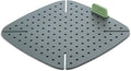 Lékué Air Fryer Liner Mat - Gray - 100% Platinum Silicone Reusable Flat Perforated Baking Tray for Air Frying, Fits in Draw, Flexible Corners, Pull-up Handle for Easy Removal
