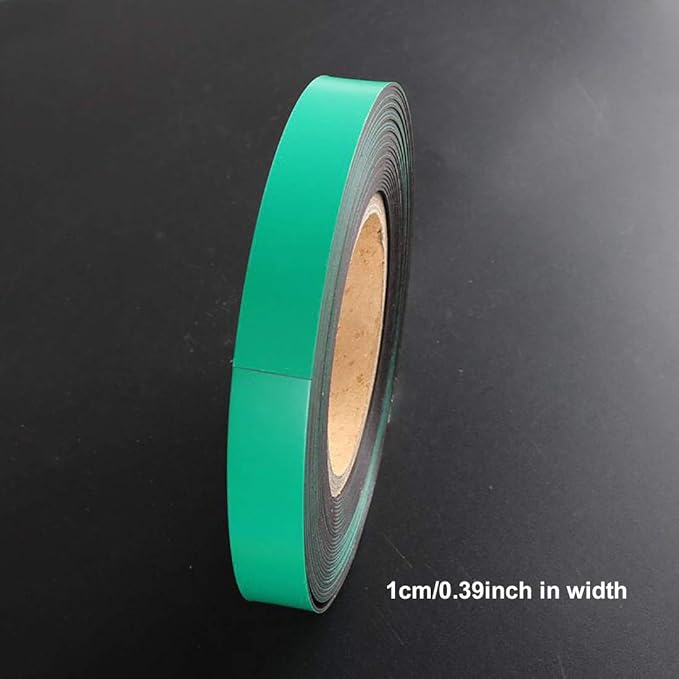 Magnetic Tape Roll Colored Thin Strips - Dry Erase Magnet Whiteboard Graphic Art Tape/ 10mm 33ft Grid Marking Line Magnet Tape(Green)