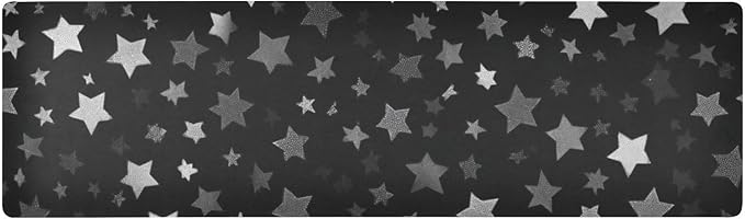 2 in 1 Table Runner Trivet for Hot Pots and Pans Heat Resistant Non Slip Waterproof 39 x 12 Inch Decorative Table Protector for Kitchen Countertop Cute Silver and Gray Stars