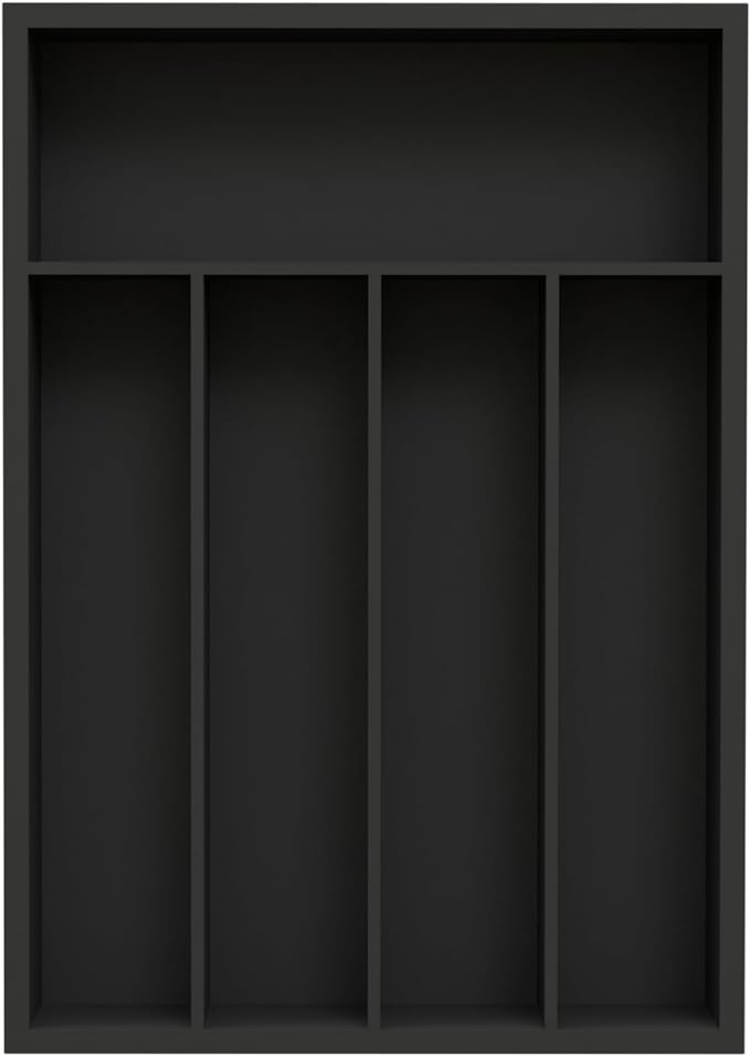 Unibambou Bamboo Kitchen Drawer Organizer - silverware organizer - Cutlery Tray - Utensil Tray - drawer dividers and Utensil Holder with Wood Silverware Holder for Flatware Cutlery (5 Slots, Black)