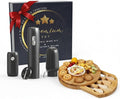 Rechargeable Electric Wine Opener Set - Includes Foil Cutter, Wine Aerator Dispenser, Electric Vacuum Stopper, Bamboo Charcuterie Board and Knives Set - Luxury Packaging for a Special Occasion