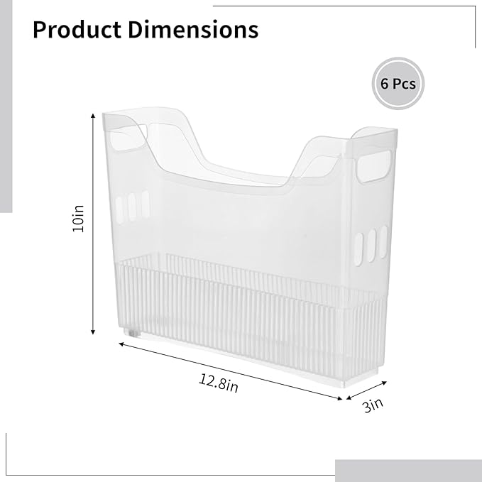 6 Pcs Freezer Drawer Organizer Bins - Clear Plastic Pantry Organizers with Wheels, Tall Narrow Kitchen Organization Rolling Freezer Bins for Bottom Freezer, Storage Containers for Home, Office