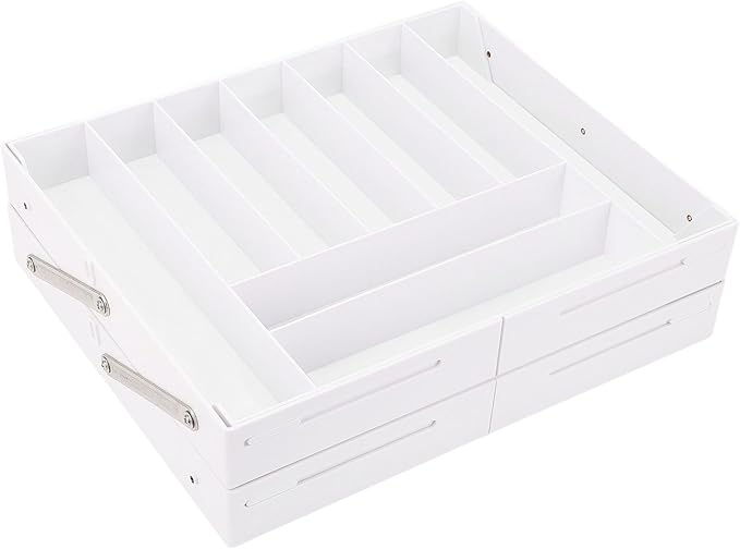 TOPINCN 2 Tier Collapsible Multi Level Drawer Organizer Tray, Folding Smart Drawer Storage, Expandable for Makeup, Jewelry, Silverware, Utensils, Kitchen Office Supplies