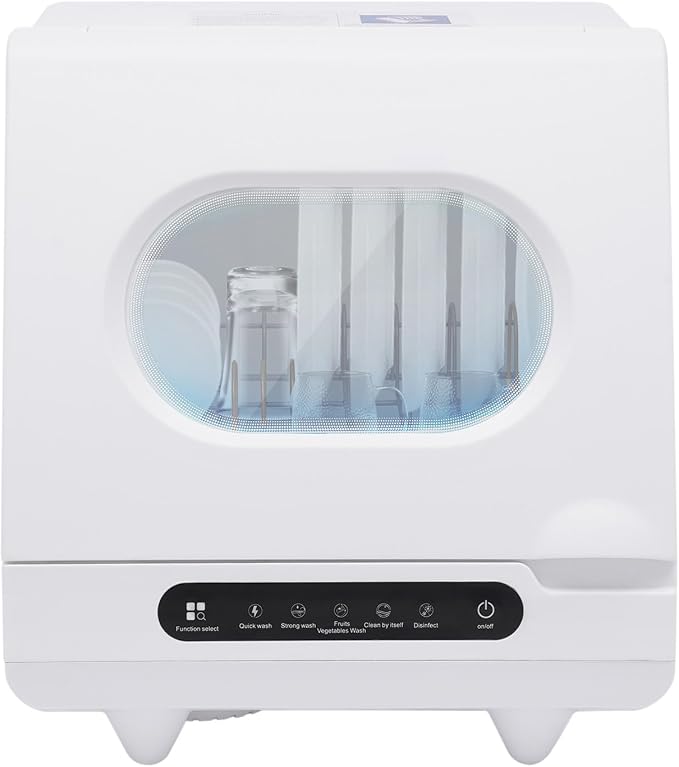Portable Countertop Dishwasher, 1200W Compact Dishwasher Mini Countertop Dishwashers with 12 High-performance Spouts & Clear Window for Homes Apartments Dormitories