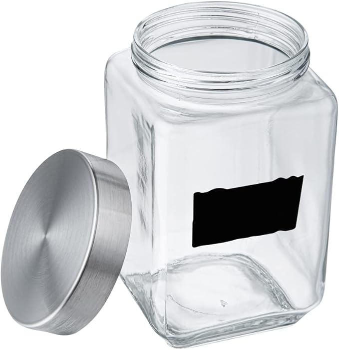 Restaurantware-Vetri Glass Storage Jar Set, 3-Piece Dishwashable Glass Cookie Jars - Airtight Seal, Hot & Cold Friendly, Clear Candy Jars, For Kitchen, Laundry, Or Storage