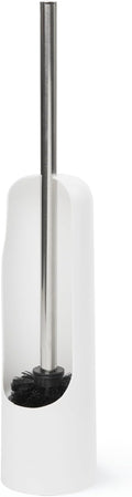 Umbra Touch Toilet Brush with Holder/Stand – Durable, Slim Cleaning Tool with Dense Bristles – Removes Stubborn Stains, White