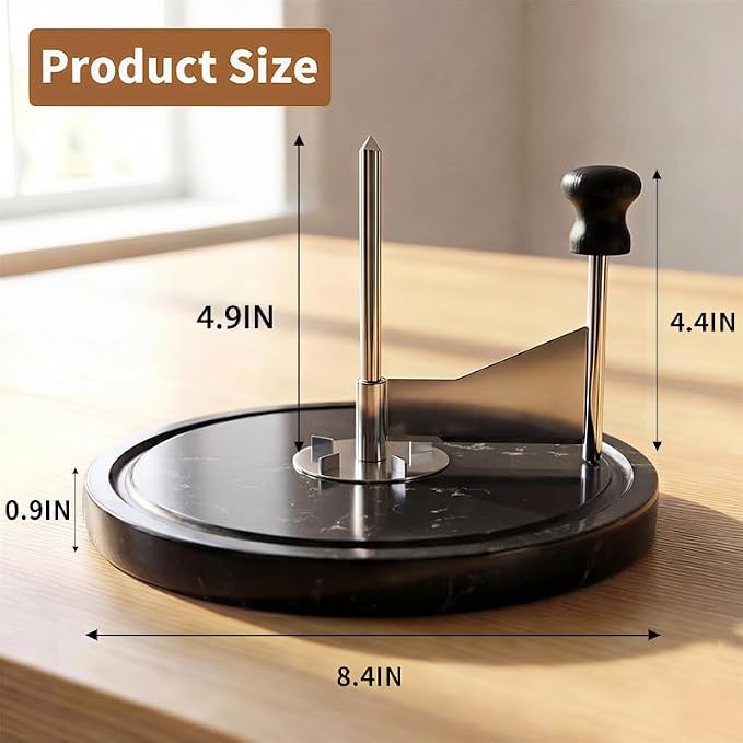 ZZXLLLO Girolle Cheese Curler Shaver Wheel – Stainless Steel Cheese Slicer Flower Maker Tool for Tête de Moine – Black Marble Base with Dome Lid