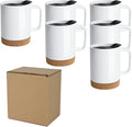 14oz Sublimation Coffee Mugs,Case of 6 Pieces | Removeable Cork Bottom and Splash Proof Lid Mug,with Brown Mail Order Box