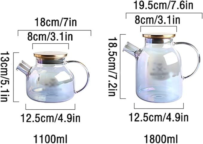 Water Pitcher Glass Pitcher with Spiral Filter High Temperature Resistant Kettle with Lid Large Capacity Teapot with Anti-Scald Handle Iced Tea Pitcher (Size : CH)