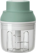 Electric Mini Garlic Chopper, USB Charging Cordless Food Processor, Mini Portable Veggie Chopper for Ginger, Chili, Fruit, Meat, Garlic Grinder Masher with 3 Blades(Green)