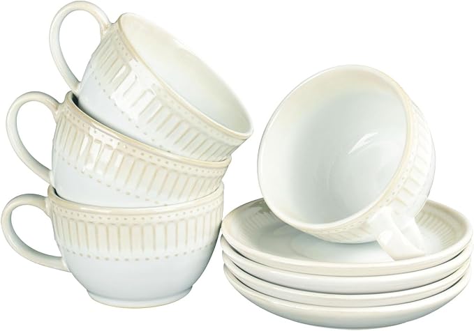 Cappuccino cup with tray, 8.5 oz. Set of 4 Ceramic Coffee Cups and Saucer Set for Latte, latte art cup, suitable for latte/cappuccino/milk/tea