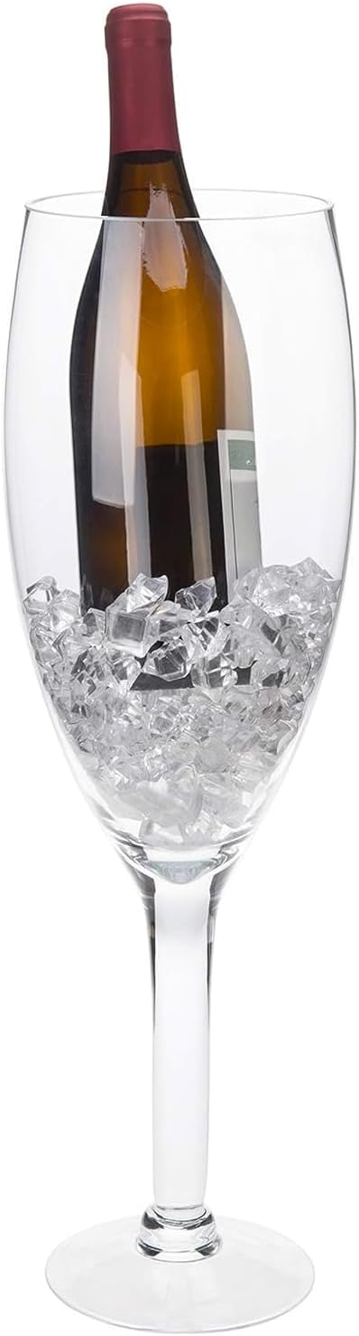 MyGift 20" Oversized Champagne Flute Glass Vase - Large Decorative Wine Cork Holder, Floral Centerpiece for Home, Bar, Wedding & Party Decor (Sturdy Freestanding Design)