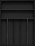Unibambou Sliverware Organizer, Bamboo Kitchen Drawer Organizer, Flatware Organizer Tray Holder for Sliverware, Utensil & Cutlery (Black, 7 Slots)