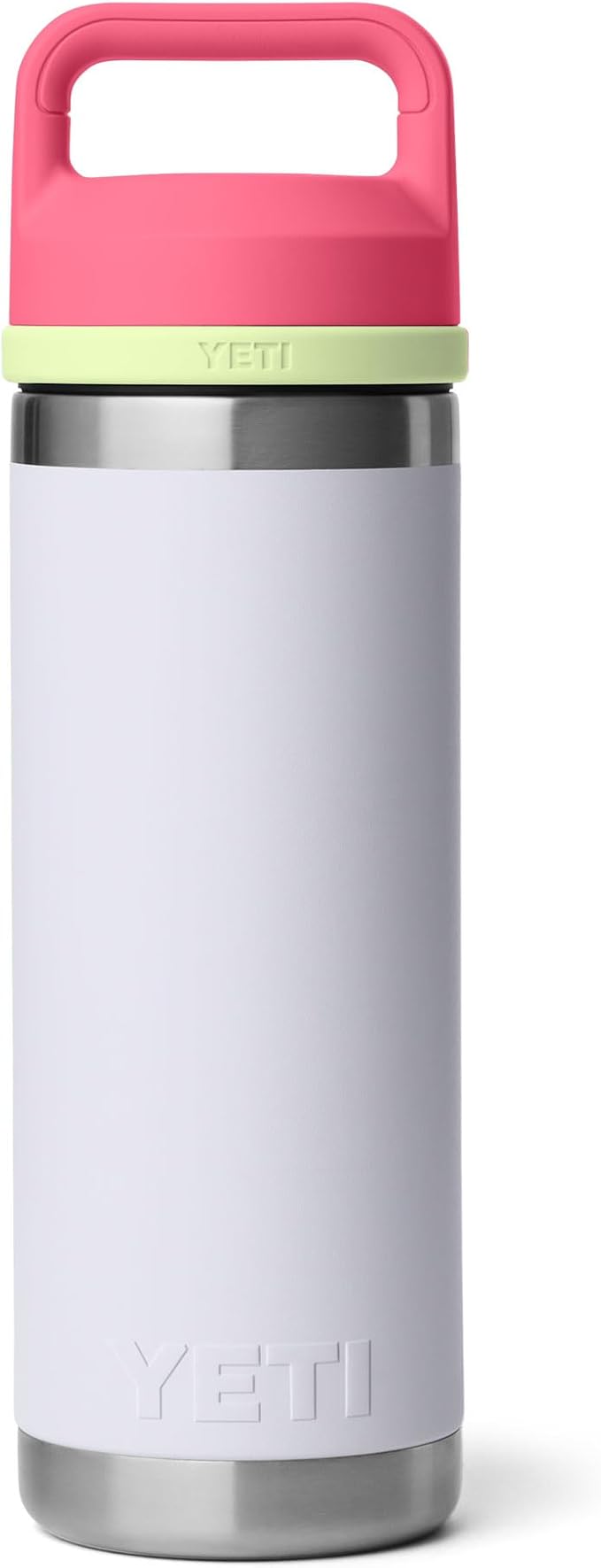 YETI Rambler 18 oz Bottle, Leakproof, Vacuum Insulated, Stainless Steel with Chug Cap, Mist/Pink/Grasshopper