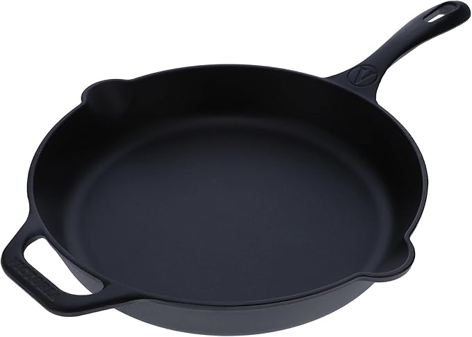 Victoria Cast-Iron Skillet, Pre-Seasoned Cast-Iron Frying Pan with Long Handle, Made in Colombia, 12 Inch & Silicone Cast Iron Handle Cover. for 10 to 12 inch Skillets, Large, Red
