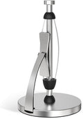 VEHHE Paper Towel Holder Countertop, Paper Towel Holder with Spring Activated Arm and Damping Effect, Simply Tear Paper Towel Stand for Bathroom and Kitchen (Silver)