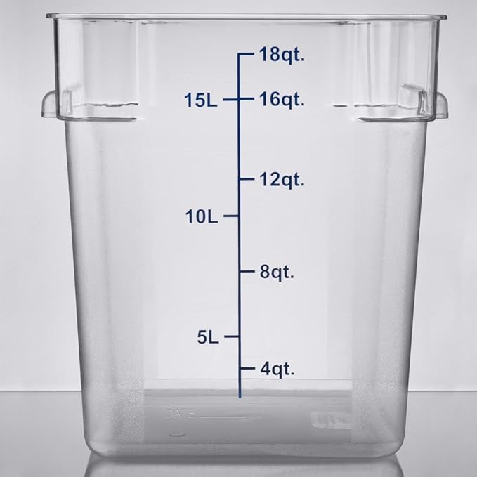 Soro Essentials- 18 qt. Polycarbonate Square Food Storage Container with Graduated Markings Clear Color- Stackable Storage Bin Plastic Food Container with Handle for Pantry Organizer Storage Kitchen