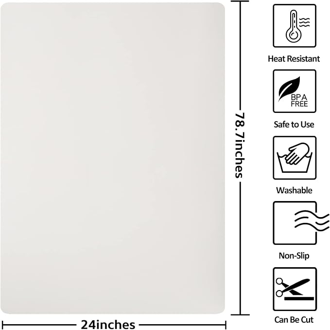 Silicone Mats for Kitchen Counter, Nonslip Silicone Mats for Crafts Countertop Protector Heat Resistant Mat (78.7” x 24” x 0.08”, Beige)