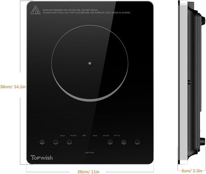 TOPWISH Hot Plate Electric Single Burner Cooktop,Portabl Electric Stove | Small Stove Electric 1300W with LED Touch,Child Lock,110V Glass Countertop Burner for Cooking