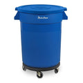 PLASTIC PRINCE 20 Gallon Round Trash Can with Lid and Dolly Blue Plastic Commercial Garbage Container for Home Garage Restaurants Warehouses - Bundle
