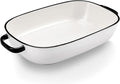 6 Quart Large Rectangular Baking Dish, 16x11 Inches Ceramic Baking Pan Casserole Dish for Cooking,Kitchen and Daily Use, Safe for Oven Microwave Refrigerator Disinfection Cabinet and Dishwasher,White