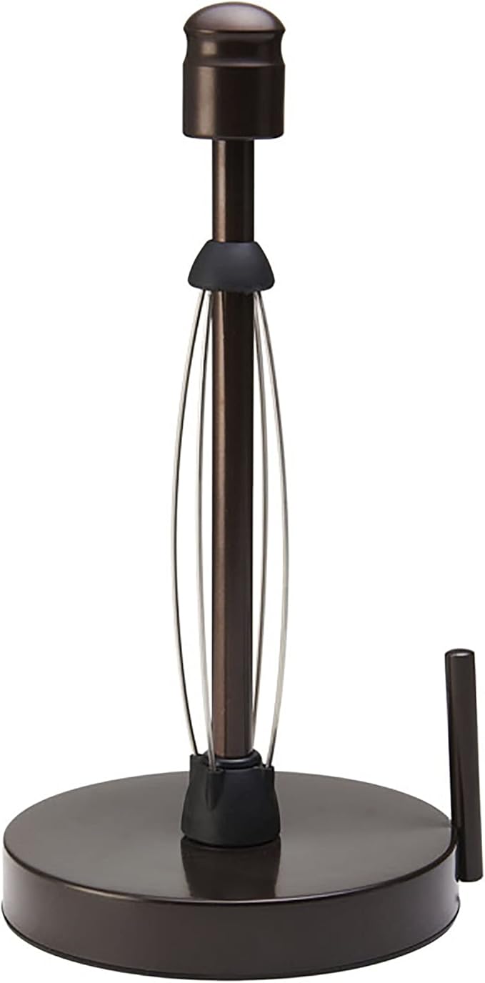Kamenstein Perfect Tear Paper Towel Holder, 13-Inch, Bronze & 4554ASB Perfect Tear Patented Wall Mount Paper Towel Holder with Rounded Finial, 14-Inch, Silver